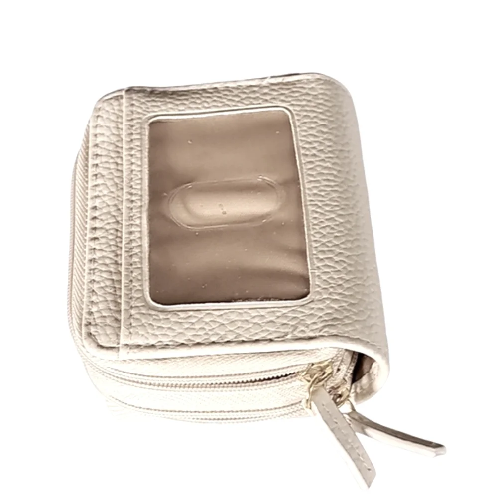 Buxton Cream High Quality Pebble Grain Faux Leather Wallet